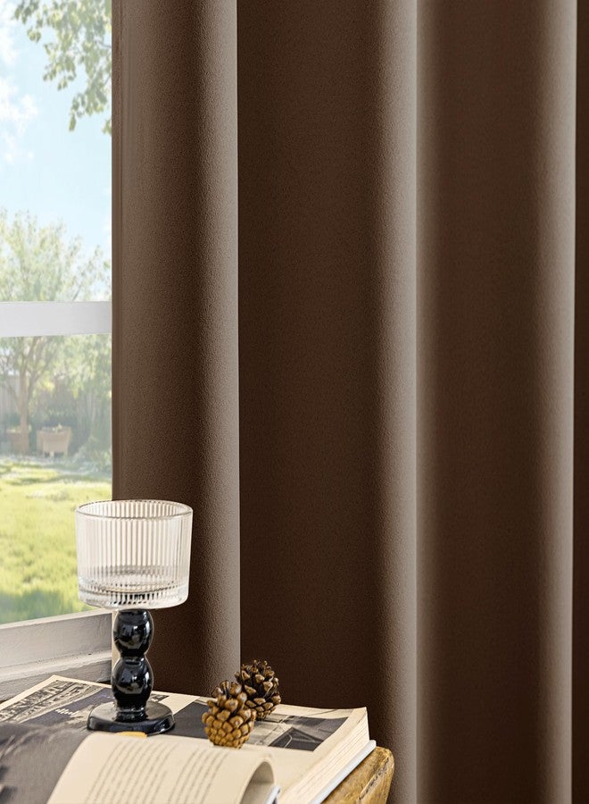 Beauoop 100% Blackout Curtains 84 Inch Long 2 Panels for Bedroom Living Room Coffee Brown Solid Room Darkening Thermal Insulated Soundproof Energy Saving Grommet Top Window Drapes,52x84, 2 Set - Image 4