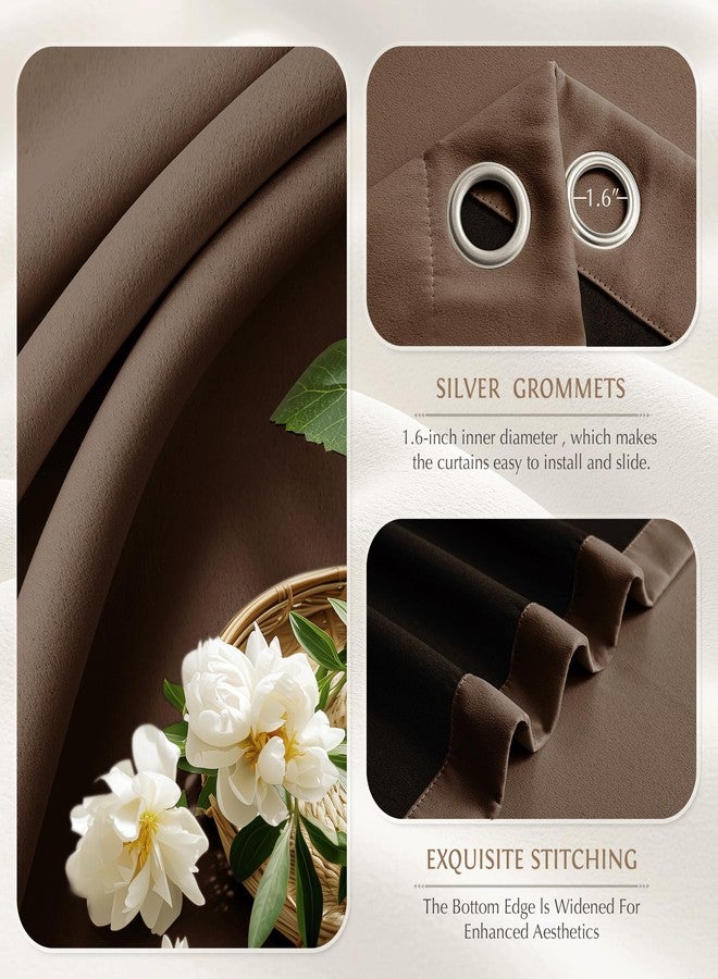 Beauoop 100% Blackout Curtains 84 Inch Long 2 Panels for Bedroom Living Room Coffee Brown Solid Room Darkening Thermal Insulated Soundproof Energy Saving Grommet Top Window Drapes,52x84, 2 Set - Image 3