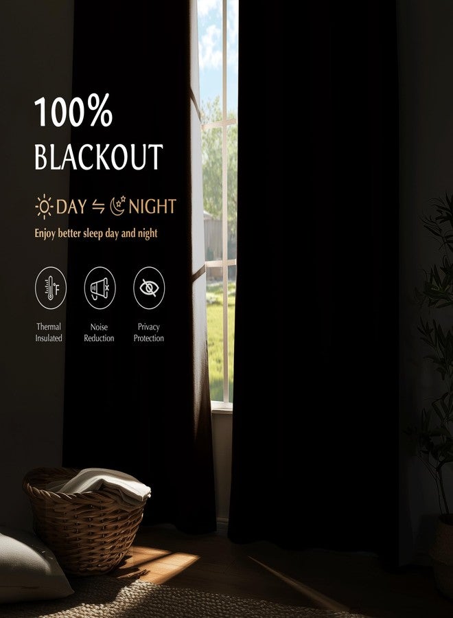 Beauoop 100% Blackout Curtains 84 Inch Long 2 Panels for Bedroom Living Room Coffee Brown Solid Room Darkening Thermal Insulated Soundproof Energy Saving Grommet Top Window Drapes,52x84, 2 Set - Image 2