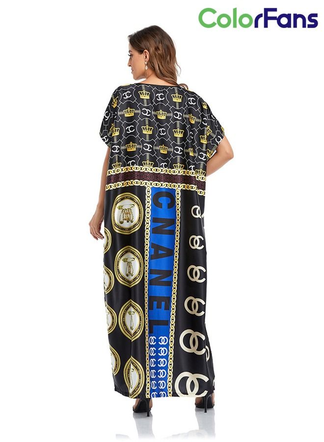 Color Fans Summer Dress for Women 2023 Muslim Fashion Casual Short Sleeves Wedding Maxi Dresses  - Image 2
