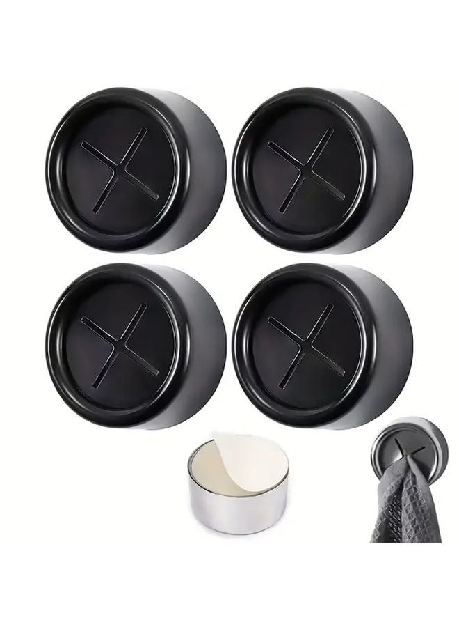 4Pcs Black Self Adhesive Wall Mounted Towel Hooks No Drilling Required - Image 2