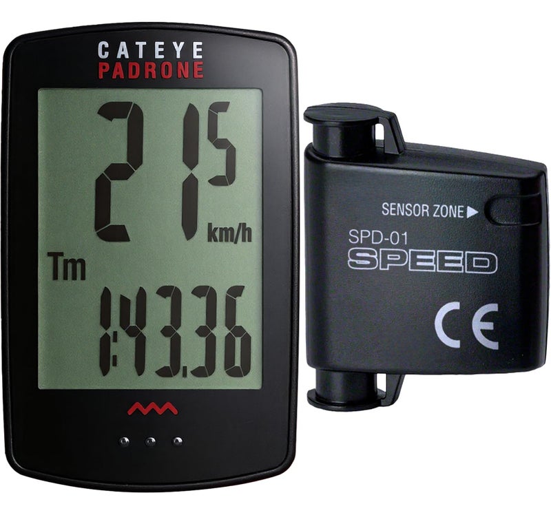 CATEYE Padrone Wireless Bike Computer – Oversized Display Cyclocomputer, Wireless Speedometer & Odometer, FlexTight™ Mount, Auto Start/Stop, Programmable Odometer - Image 1