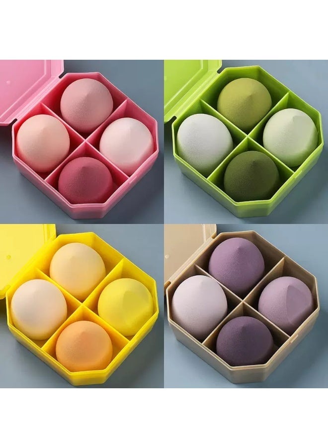 4 Pcs Makeup Sponge Beauty Blender Set, Soft Wet & Dry Use with Storage Box - Image 1