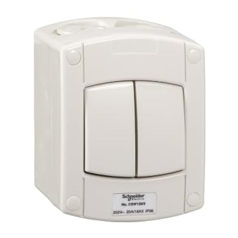 Schneider Electric 20A/16AX Surface Mount Two Gang Switch