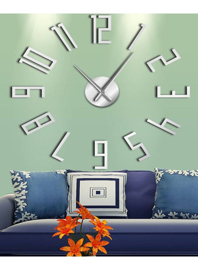 NIBEMINENT DIY 3D Mirror Surface Sticker Wall Clock Silver 32 x 32cm 