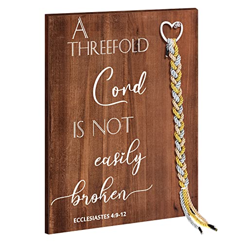 Yookeer A Threefold Cord Wedding Unity Sign Strand of Three Cords Decorative Wooden Plaque Tie the Knot Ceremony and Cord of Three Strands Wedding Knot Decor 134 x 95 InRetro Style