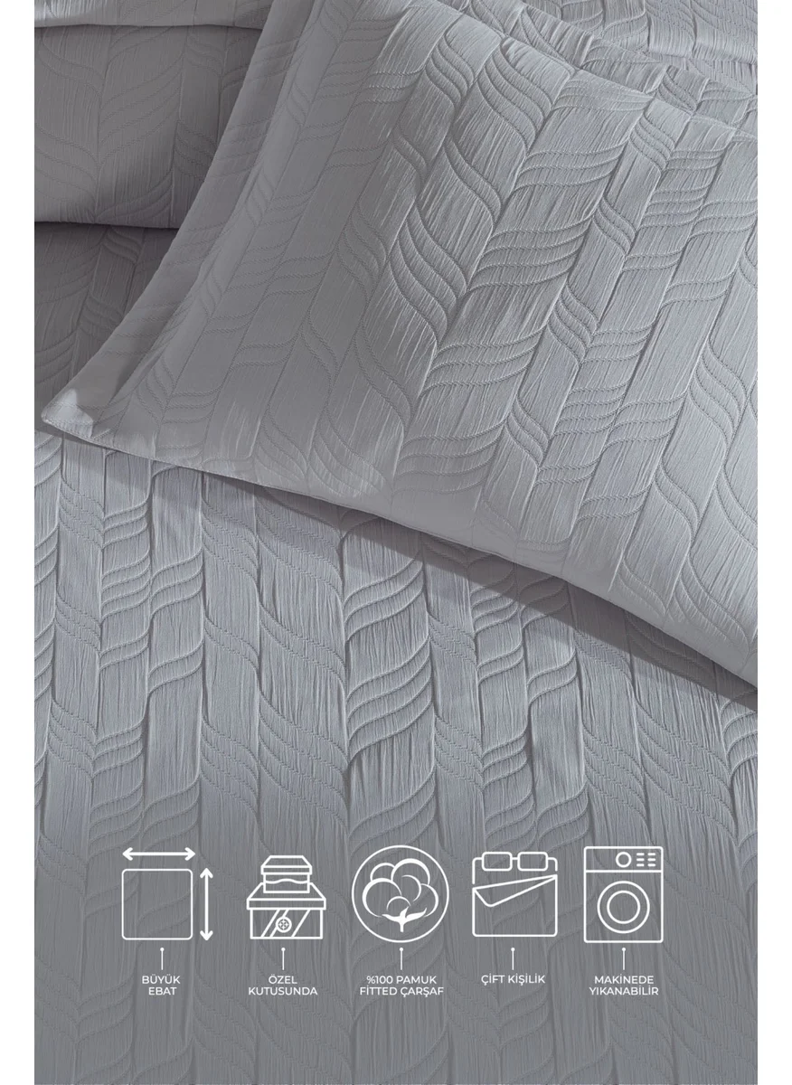 Elart Fashion Bedding Set Double 6 Pieces Gray