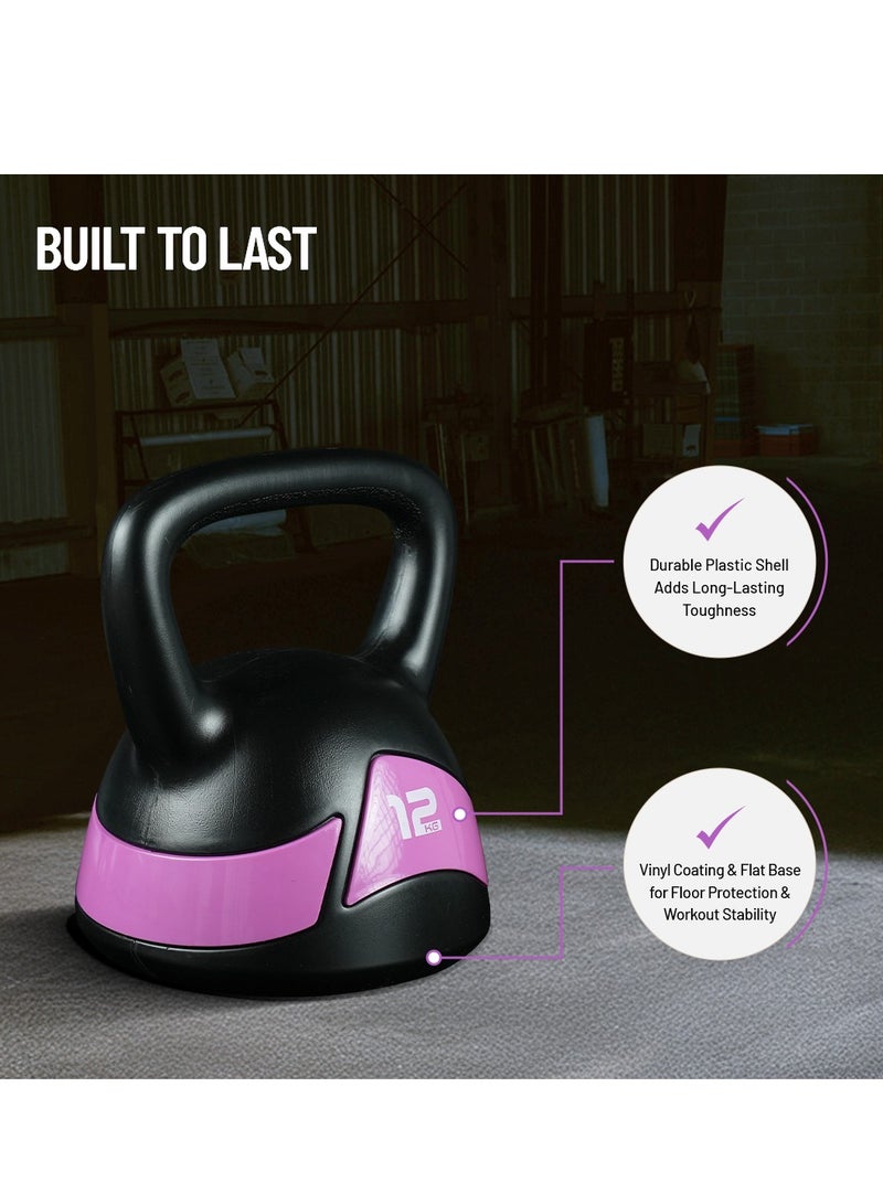 Axox Fitness Kettlebell 12kg-Vinyl Coated, Durable, Flat Base, Wide Grip for Strength, Cardio & Home Workouts - Image 4