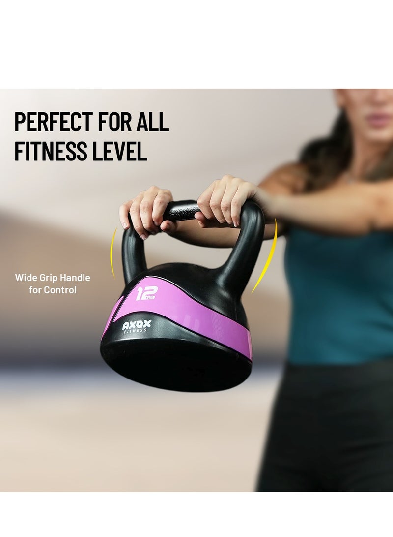Axox Fitness Kettlebell 12kg-Vinyl Coated, Durable, Flat Base, Wide Grip for Strength, Cardio & Home Workouts - Image 5