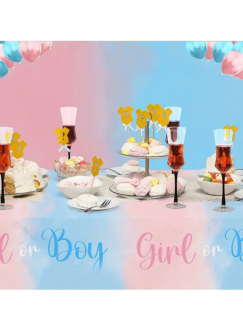 BOY OR GIRL BABY gender revealed BABY SHOWER team disposable waterproof tablecloth Baby shower  - Image 4