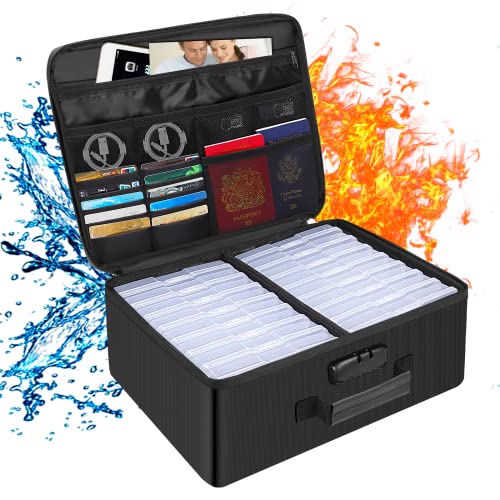 DocSafe Photo Storage Box with Lock,DocSafe Fireproof Photo Organizer Box with 16 Inner 4" x 6" Photo Case(Clear),Collapsible Portable Photo Filing Safe Storage with Water-Resistant Zipper for Photos,Picture - Image 1