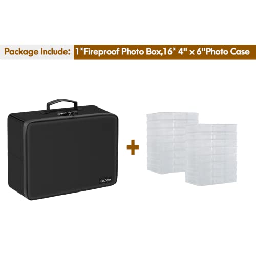 DocSafe Photo Storage Box with Lock,DocSafe Fireproof Photo Organizer Box with 16 Inner 4" x 6" Photo Case(Clear),Collapsible Portable Photo Filing Safe Storage with Water-Resistant Zipper for Photos,Picture - Image 2