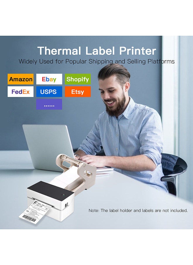 Generic - Desktop Shipping Label Printer High Speed USB Direct Thermal Printer Label Maker Sticker 40-80mm Paper Width for Shipping Postage Barcodes Labels Printing - Image 1