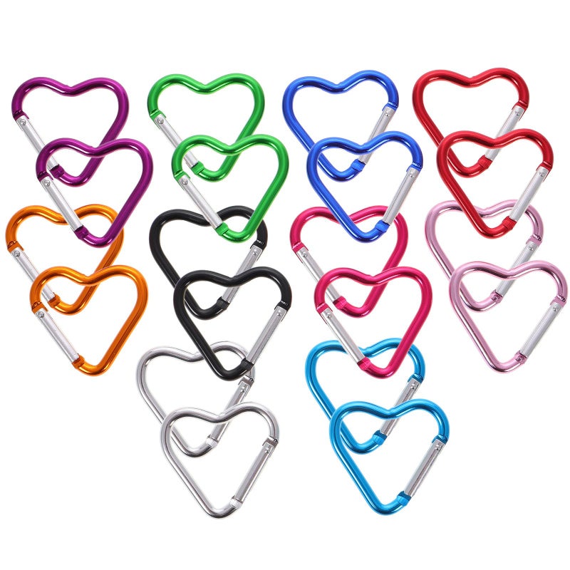 20pcs Heart Shaped Aluminum Alloy Carabiner Clips Spring Snap Hooks Keychain Backpack Accessories for Outdoor Camping Hiking - Image 2