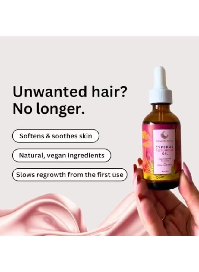 Caramela Beauty Cyperus Rotundus Oil - 60ml Natural Cyperus Rotundus Oil For Hair Removal, Moisturizing & Soothing Cyperus Oil For Reducing Body Hair Growth, Hair Removal Oil Ideal for All Skin Types - Image 3