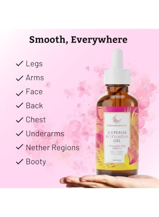 Caramela Beauty Cyperus Rotundus Oil - 60ml Natural Cyperus Rotundus Oil For Hair Removal, Moisturizing & Soothing Cyperus Oil For Reducing Body Hair Growth, Hair Removal Oil Ideal for All Skin Types - Image 5