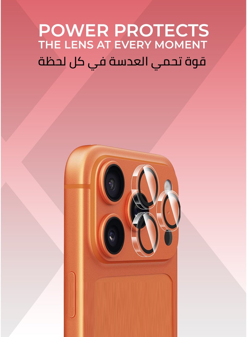 زوندا قطعتان من واقي عدسة الكاميرا ايفون 17 برو/ برو ماكس شفاف -  وضوح عالي الدقة, تركيب سهل ودقيق، مقاوم للخدش. - Image 2