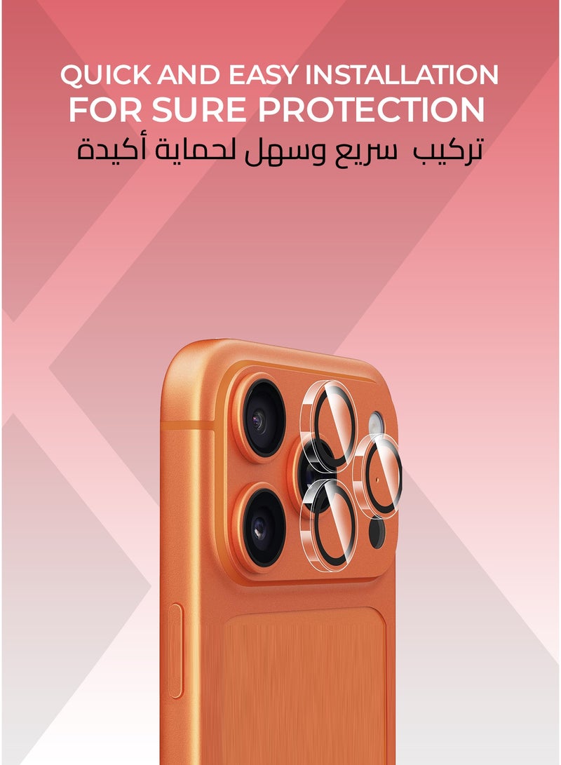 زوندا قطعتان من واقي عدسة الكاميرا ايفون 17 برو/ برو ماكس شفاف -  وضوح عالي الدقة, تركيب سهل ودقيق، مقاوم للخدش. - Image 3