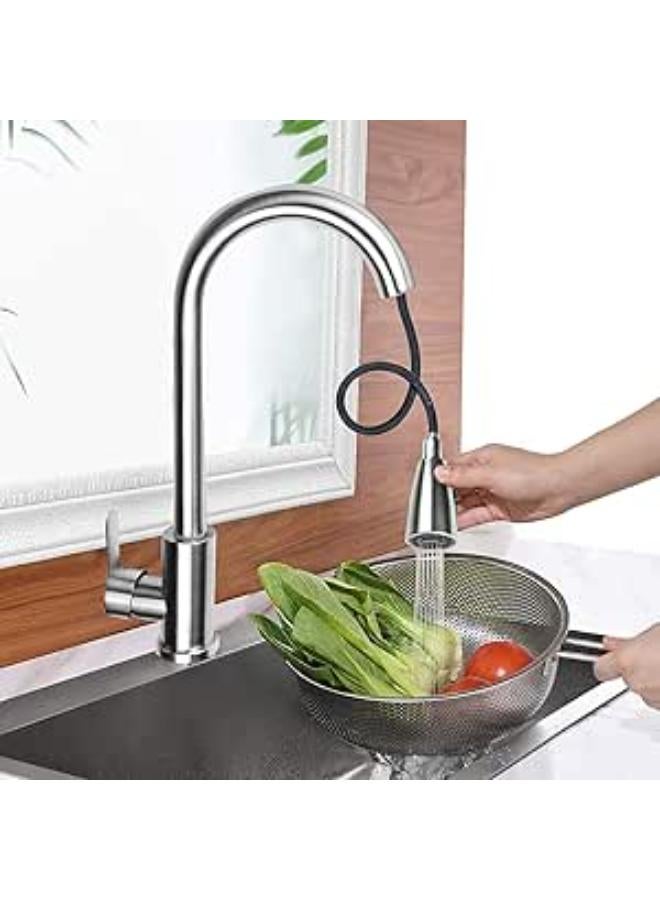 Brass Kitchen Mixer (Bright Nickel - New 1 In 1 Pull Out Mixer Brass)