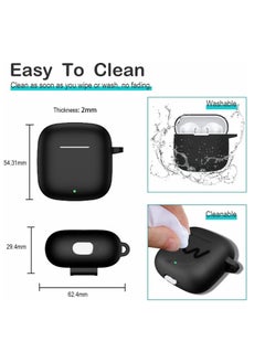 Anmi Compatible with Huawei Freebuds SE 2 Case Cover Silicone Soft TPU Full Protective Waterproof Cover with Portable Hook Keychain Shockproof Scratch Resistant (Black)  - Image 5