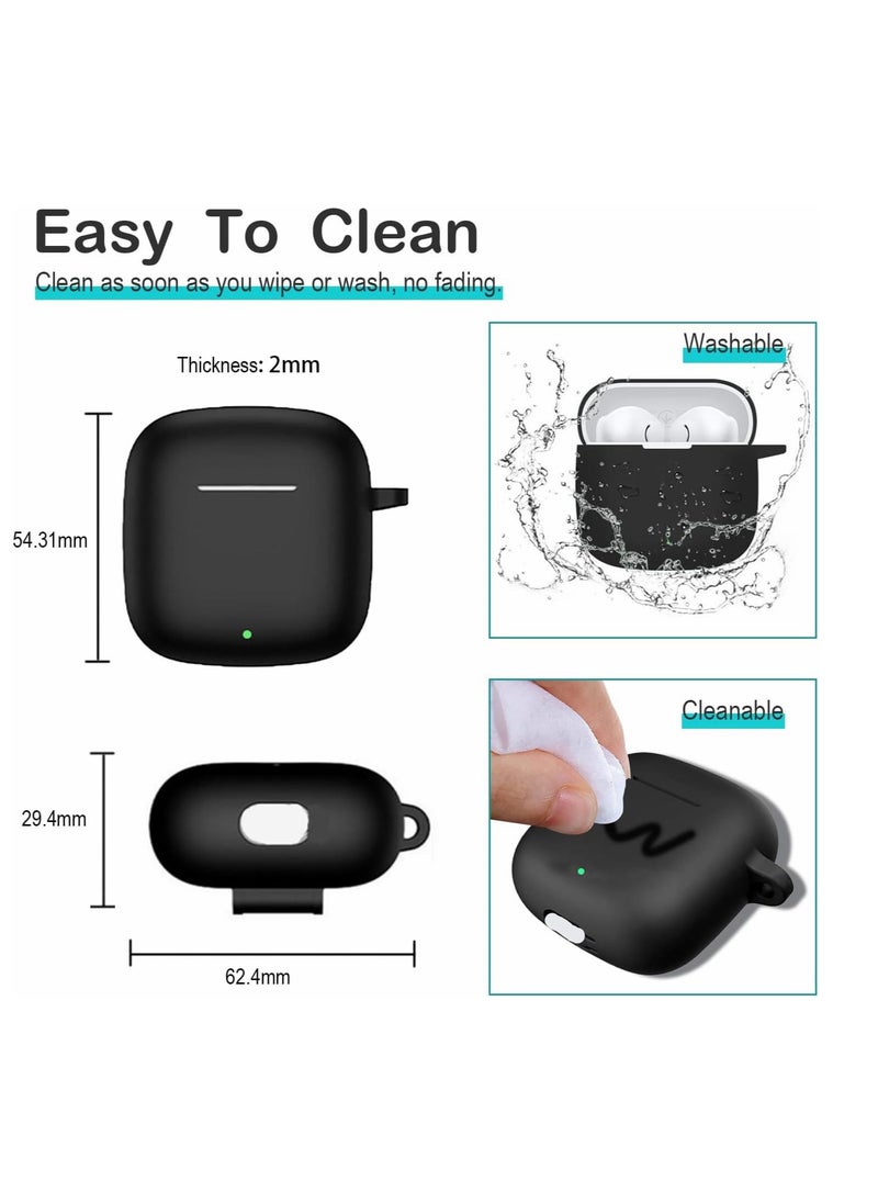 Anmi Compatible with Huawei Freebuds SE 2 Case Cover Silicone Soft TPU Full Protective Waterproof Cover with Portable Hook Keychain Shockproof Scratch Resistant (Black)  - Image 5