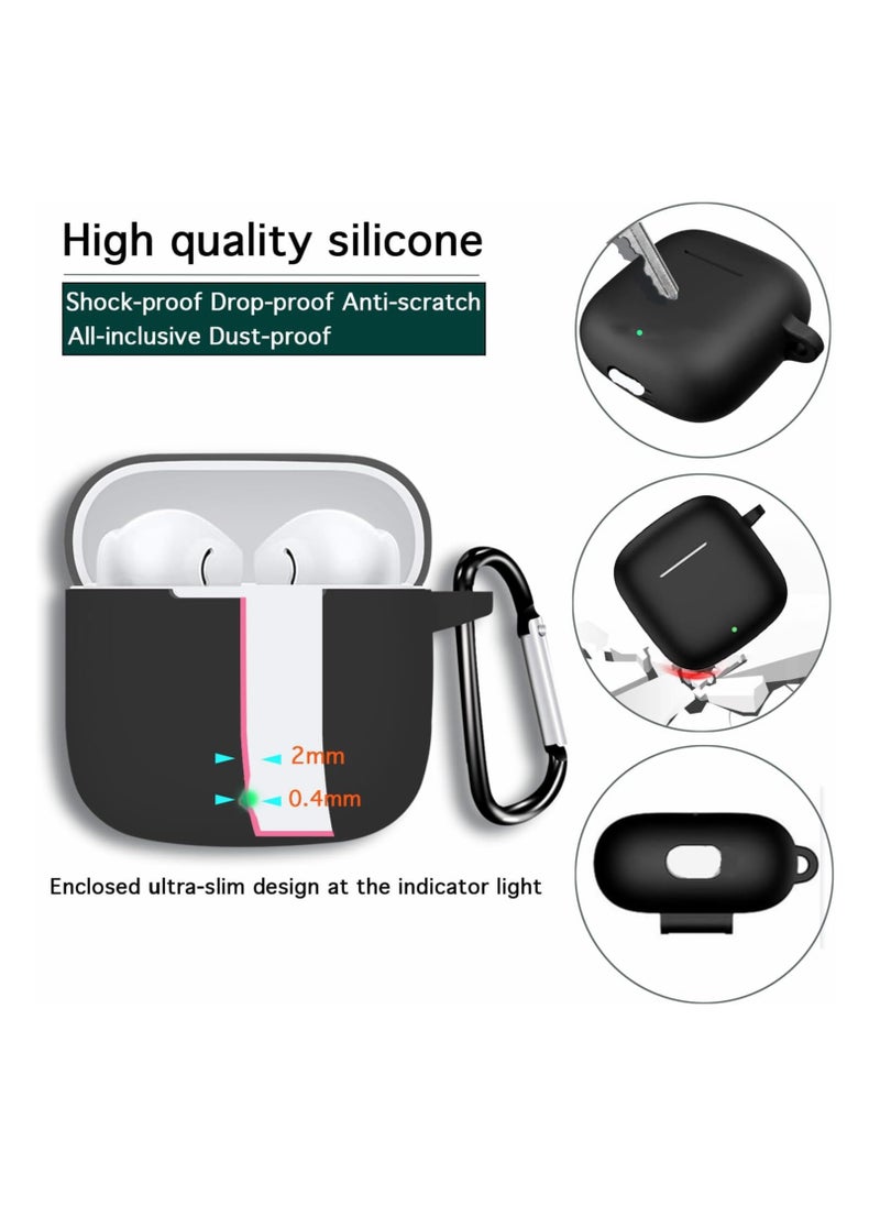 Anmi Compatible with Huawei Freebuds SE 2 Case Cover Silicone Soft TPU Full Protective Waterproof Cover with Portable Hook Keychain Shockproof Scratch Resistant (Black)  - Image 4