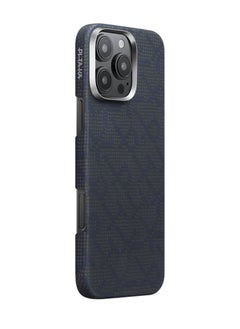 PITAKA PITAKA iPhone 16 Pro Floating Woven Case, Aramid Fiber, Thin, Lightweight, MagSafe Compatible, Wireless Charging, Shockproof, Stylish, 9th Anniversary Monogrammed Tactile Woven Case (PTK - Black/Blue)  - Image 2