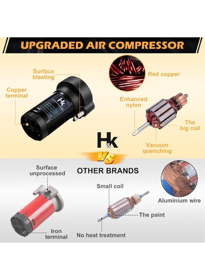 HK 12V 150db Car Air Horn, Super Loud Dual Trumpet Air Horn Kit with Compressor for Any 12V Vehicles Trucks Lorrys Trains Boats Cars Vans Kit (Black) - Image 3