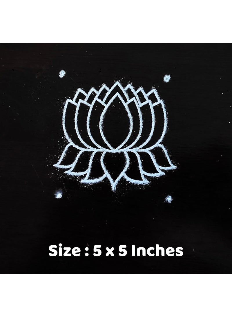 anciently Anciently Lotus Flower Rangoli Stencil Wooden, Rangoli Sacha Wooden, 1 Piece (5x5 Inches)  - Image 2