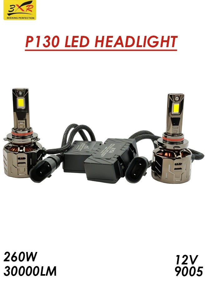 3XR P130 LED Headlight 9005 – 260W 30000LM 12V High-Power Automotive Bulb - Image 1