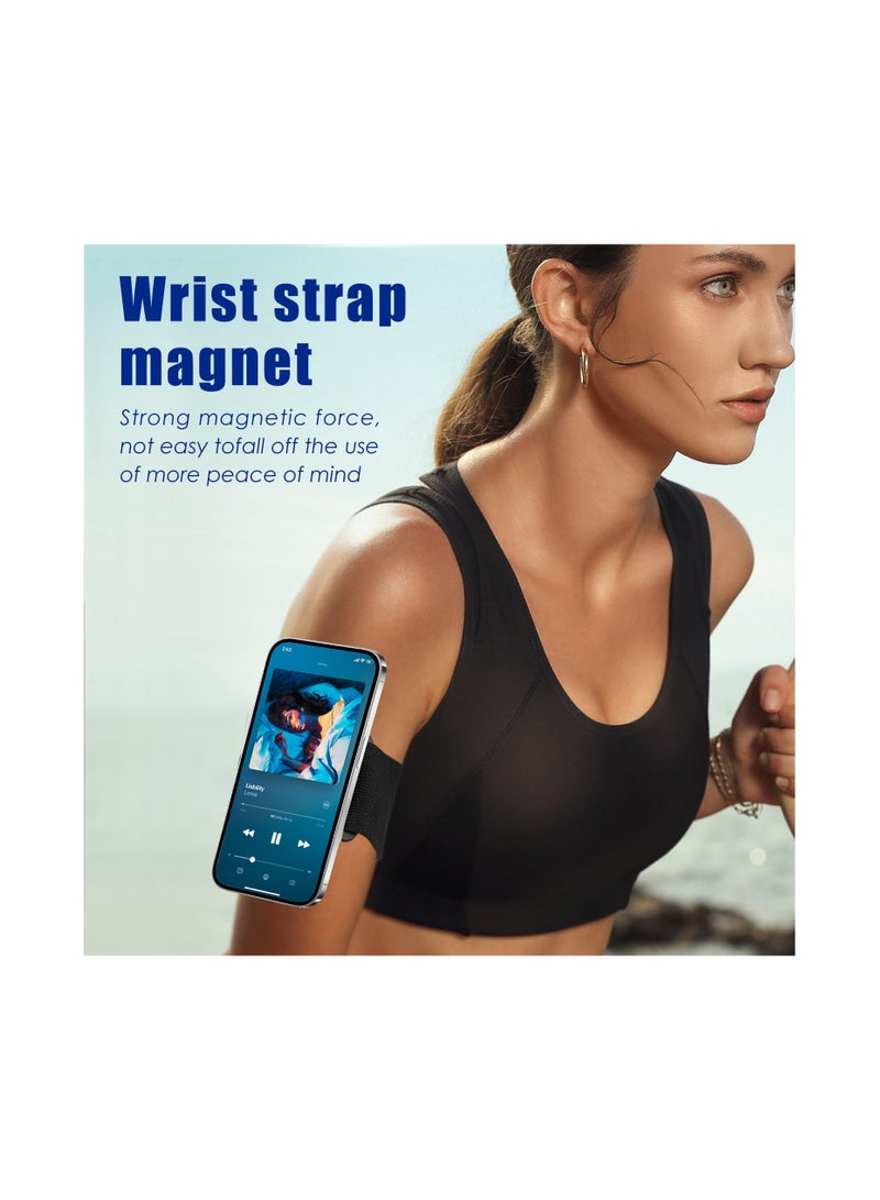 SYOSI Running Phone Holder for iphone, 360° Rotatable Magnetic Wrist Phone Holder, Armband Cell Phone Holder, Magnetic Phone Holder, Compatible with magsafe iPhone 15 14 13 12 Pro Max Plus Mini - Image 2