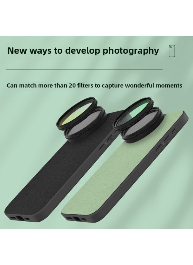 Generic - Luxury Leather Filter Shell For Apple For Iphone 15 Pro Max Photography Lens Package Cpl Filter Lightweight Elegant Style Compatible With 24731020116-Color:[Green] Phone Case Suit 7 Lens [15pro Max]] - Image 1