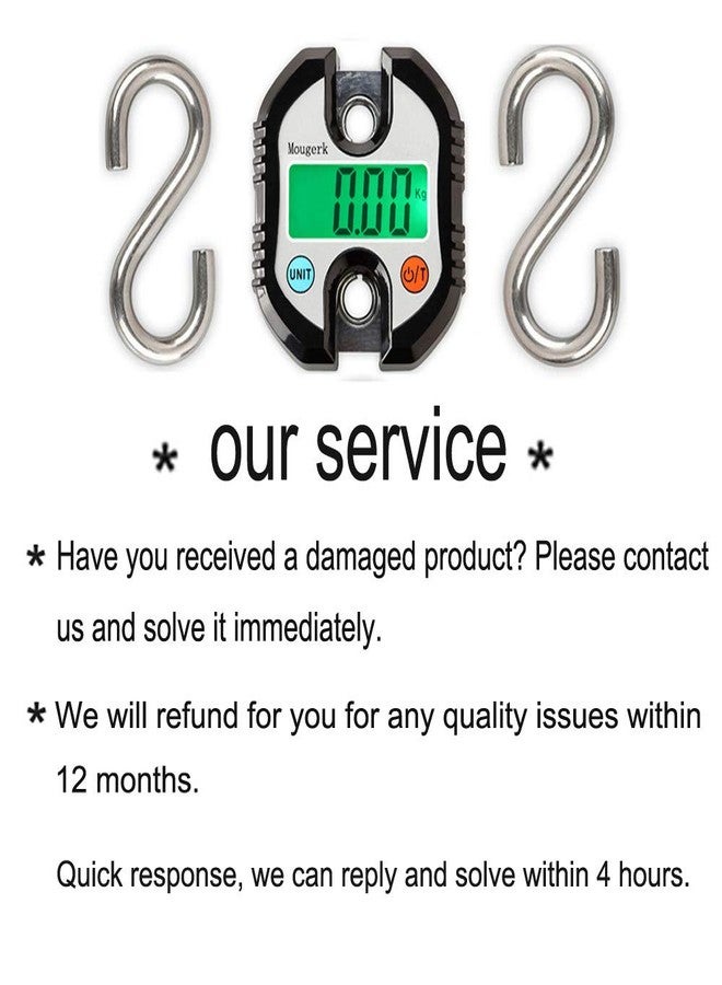 Mougerk Digital Hanging Scales Portable Heavy Duty Crane Scale 150 kg 300 lb 2 AAA Batteries(Not Included) (Black) - Image 3