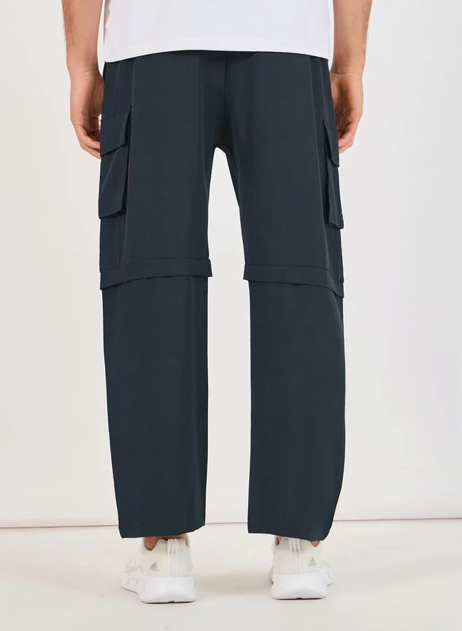 Styli Cargo Pocket Oversized Woven Athleisure Pants with Badge