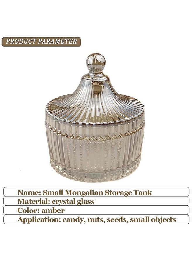 كويبي طبق حلوى زجاجي مزجج من QUUPY مع غطاء على شكل يورت ووعاء تقديم سكر كريستالي وبوفيه حلوى معدني وعلبة بسكويت مزخرفة وزجاجة وحاوية تخزين طعام - Image 3