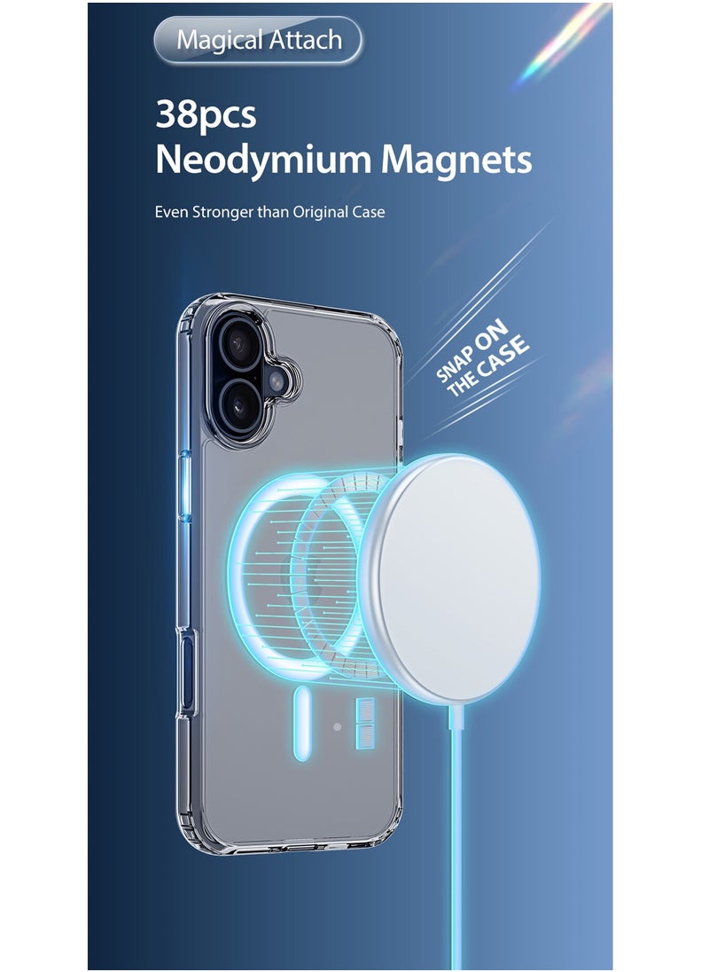 Wtech - Apple iPhone 16 Plus 2024 Premium Magnetic Case, Slim Transparent Flexible TPU Shockproof Magsafe Back Phone Case - Clear - Image 1