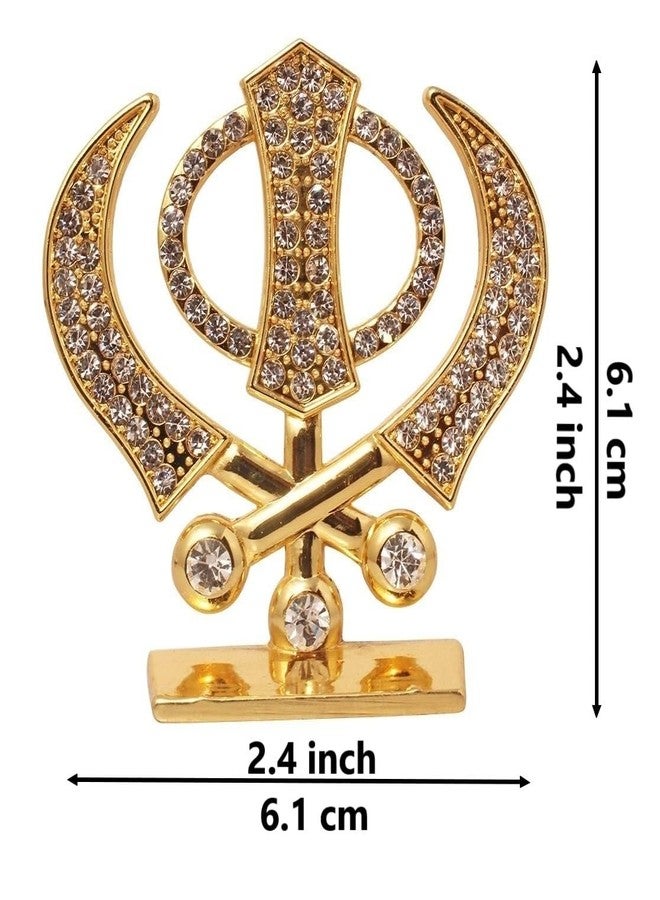 GCT Sikh Religious Symbol Khanda Sahib Idol (B-62) Gold Metal Statue for Home Décor Car Dashboard Mandir Pooja Murti Temple Puja Office Table Showpiece - Image 2