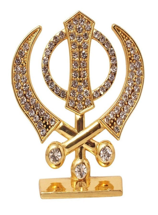 GCT Sikh Religious Symbol Khanda Sahib Idol (B-62) Gold Metal Statue for Home Décor Car Dashboard Mandir Pooja Murti Temple Puja Office Table Showpiece - Image 4