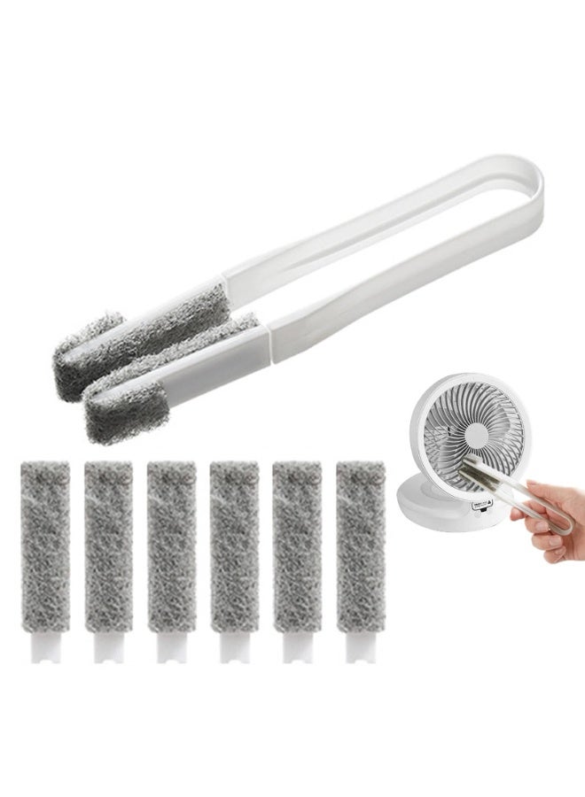 عام فرشاة تنظيف الستائر، أداة تنظيف محمولة لستائر النوافذ، مع 6 رؤوس استبدال، مناسبة للمساحات الضيقة مثل مصاريع النوافذ، فتحات التهوية في السيارات، مراوح السقف ومكيفات الهواء. - Image 1
