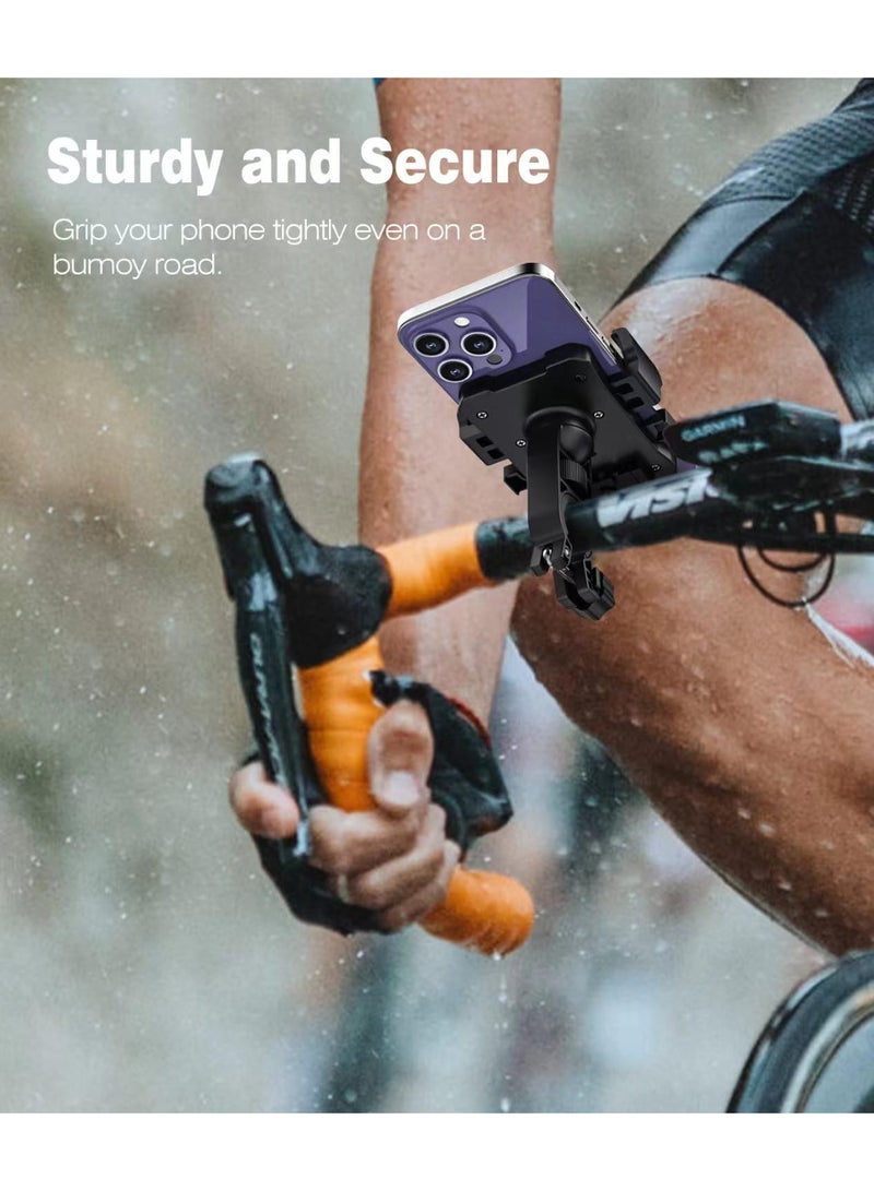 تشو داي حامل هاتف للدراجة، حامل هاتف آمن يُثبّت على مقود الدراجة والدراجة النارية، مناسب لأجهزة آيفون والهواتف الذكية من 4.5 إلى 6.8 بوصة، أسود - Image 2