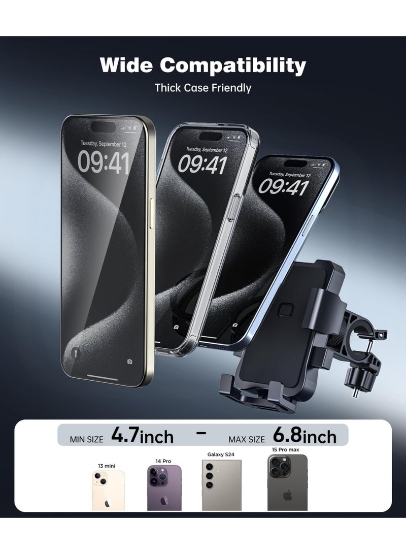 تشو داي حامل هاتف للدراجة، حامل هاتف آمن يُثبّت على مقود الدراجة والدراجة النارية، مناسب لأجهزة آيفون والهواتف الذكية من 4.5 إلى 6.8 بوصة، أسود - Image 4