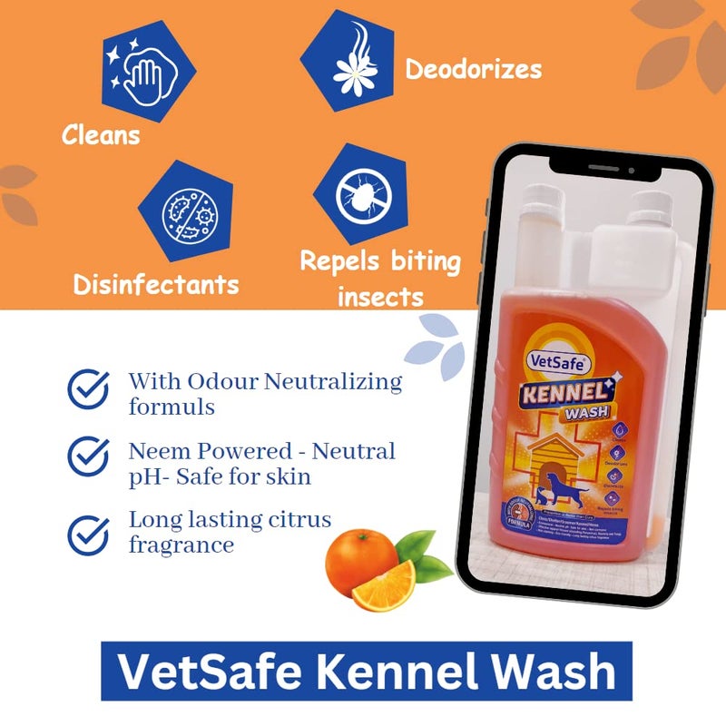 VetSafe Kennel Wash | 500 ML | Kennel Cleaner | Pet Floor Cleaner | Pet Area freshener | Odour Neutralizer | Anti microbial | Disinfectant | Super Concentrate | Orange Power - Image 2