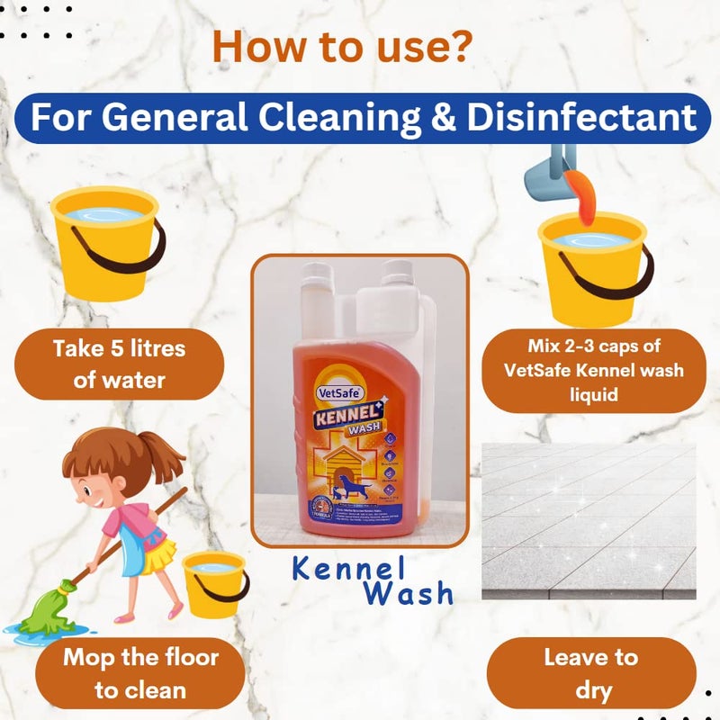 VetSafe Kennel Wash | 500 ML | Kennel Cleaner | Pet Floor Cleaner | Pet Area freshener | Odour Neutralizer | Anti microbial | Disinfectant | Super Concentrate | Orange Power - Image 3