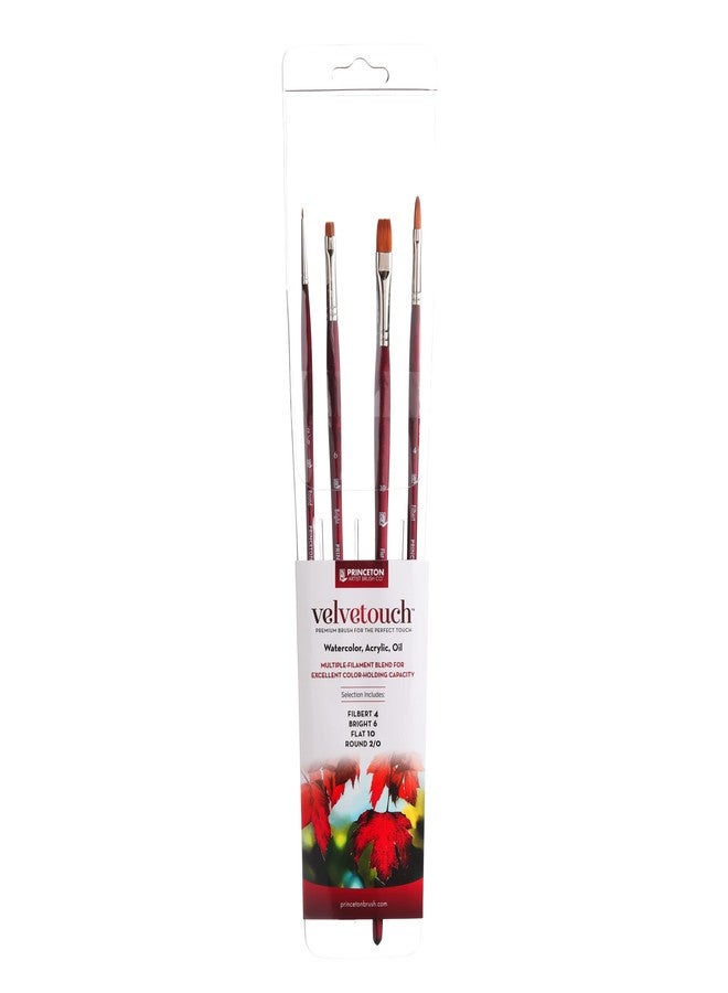 Princeton Velvetouch Long Handle Set, 4 Brushes - Professional Artist Brushes for Mixed Media, Acrylic, Oil. - Image 1