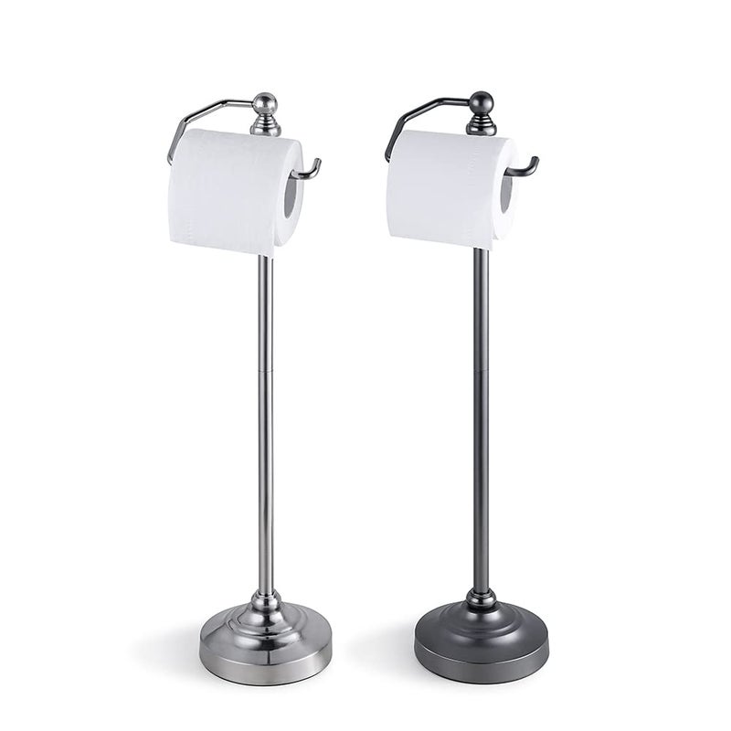SunnyPoint Deluxe Free Standing Heavy Weighted Toilet Tissue Paper Roll Holder Stand (Black Nickel) - Image 4