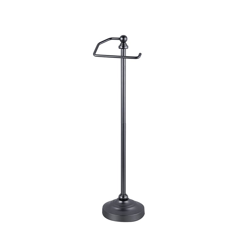 SunnyPoint Deluxe Free Standing Heavy Weighted Toilet Tissue Paper Roll Holder Stand (Black Nickel) - Image 3