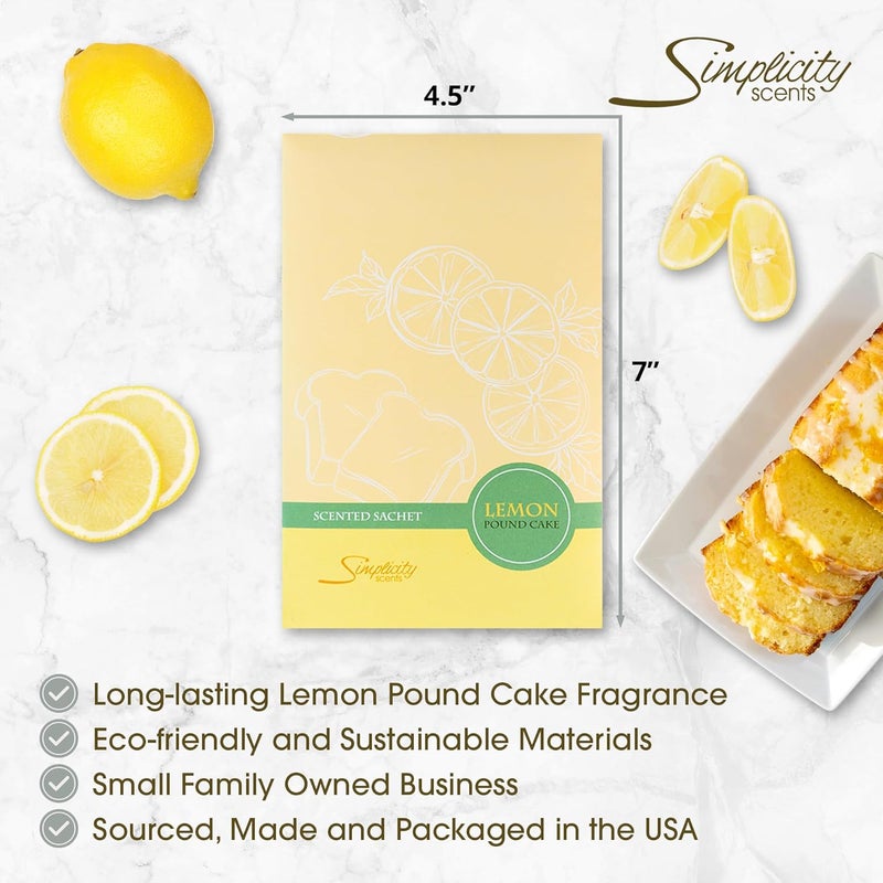 FloralSimplicity Lemon Poundcake Scented Sachets Pack of 6, Everyday - Long-Lasting Scented Bags, Home Fragrance, Air Freshener & Deodorizer for Closet, Room, Drawer, or Cars, Made in USA - Image 3