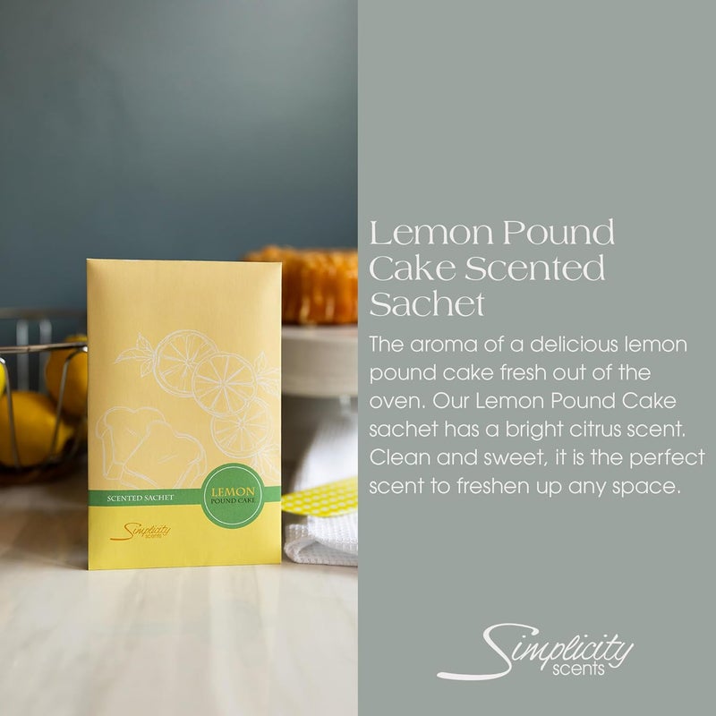 FloralSimplicity Lemon Poundcake Scented Sachets Pack of 6, Everyday - Long-Lasting Scented Bags, Home Fragrance, Air Freshener & Deodorizer for Closet, Room, Drawer, or Cars, Made in USA - Image 2
