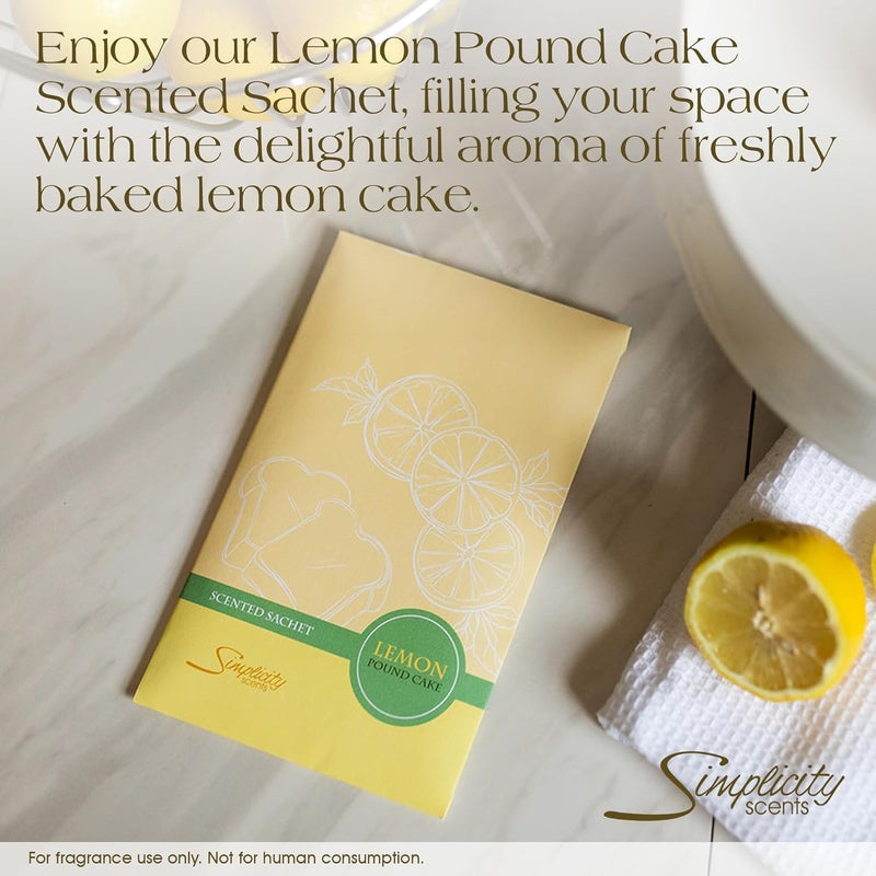 FloralSimplicity Lemon Poundcake Scented Sachets Pack of 6, Everyday - Long-Lasting Scented Bags, Home Fragrance, Air Freshener & Deodorizer for Closet, Room, Drawer, or Cars, Made in USA - Image 4