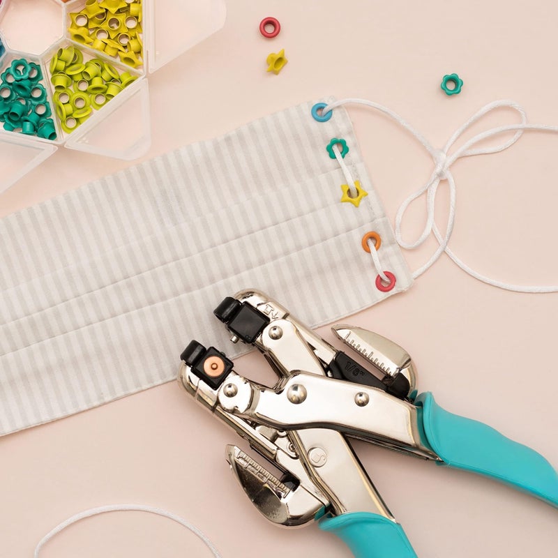 يُسلِّم أداة تثبيت العروات المعدنية وثقبها، بمقبض مريح، لثقوب بقطر 3 مم أو 5 مم، أداة ثقب الحلقات المعدنية والزخارف للورق والقماش والجلد والبلاستيك والمعادن - Image 3